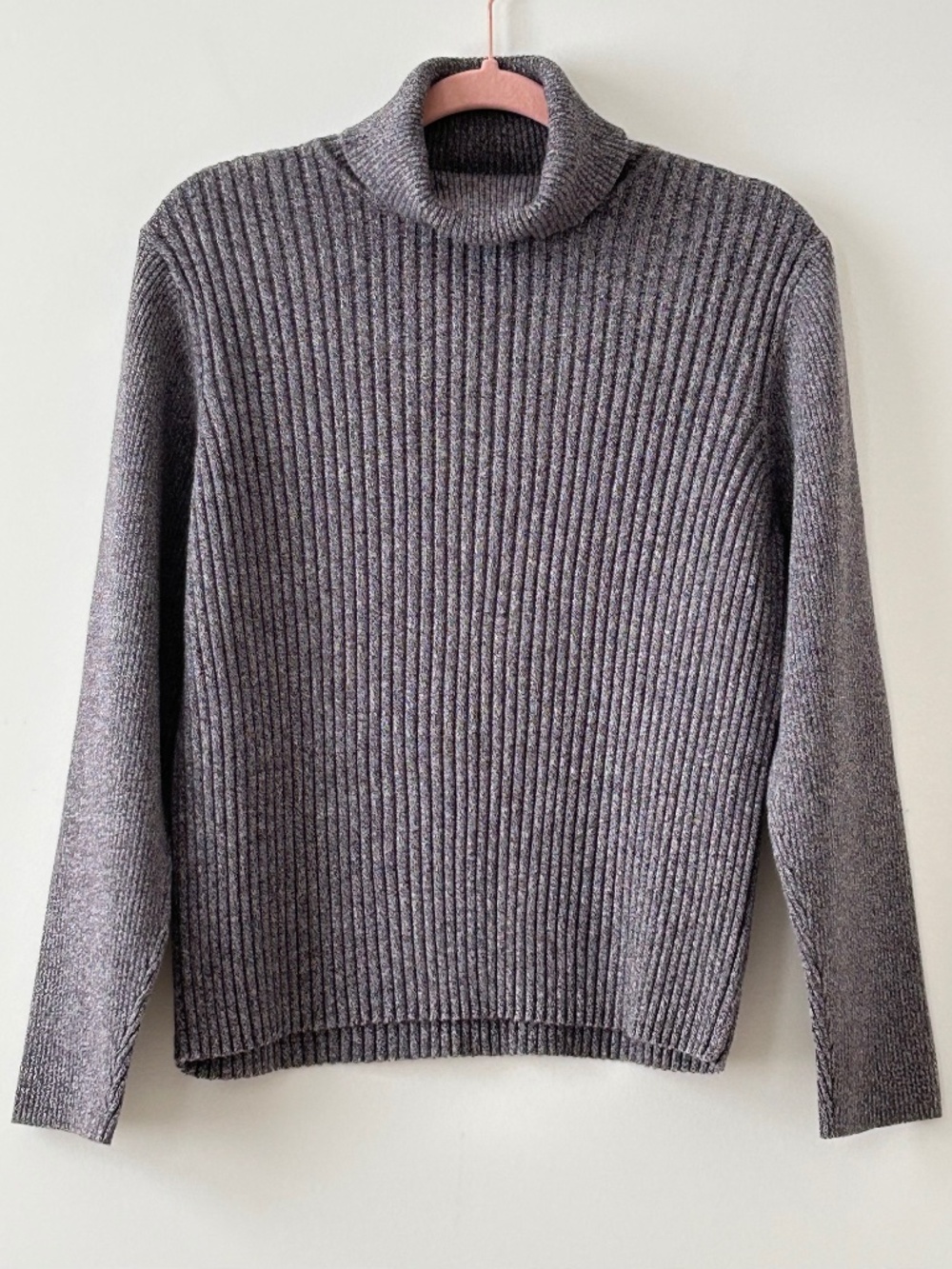 Charter Club Gray Cotton Ribbed Turtleneck Sweater